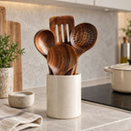 5-Piece Wooden Kitchen Utensil Set for Cooking, Frying and Serving