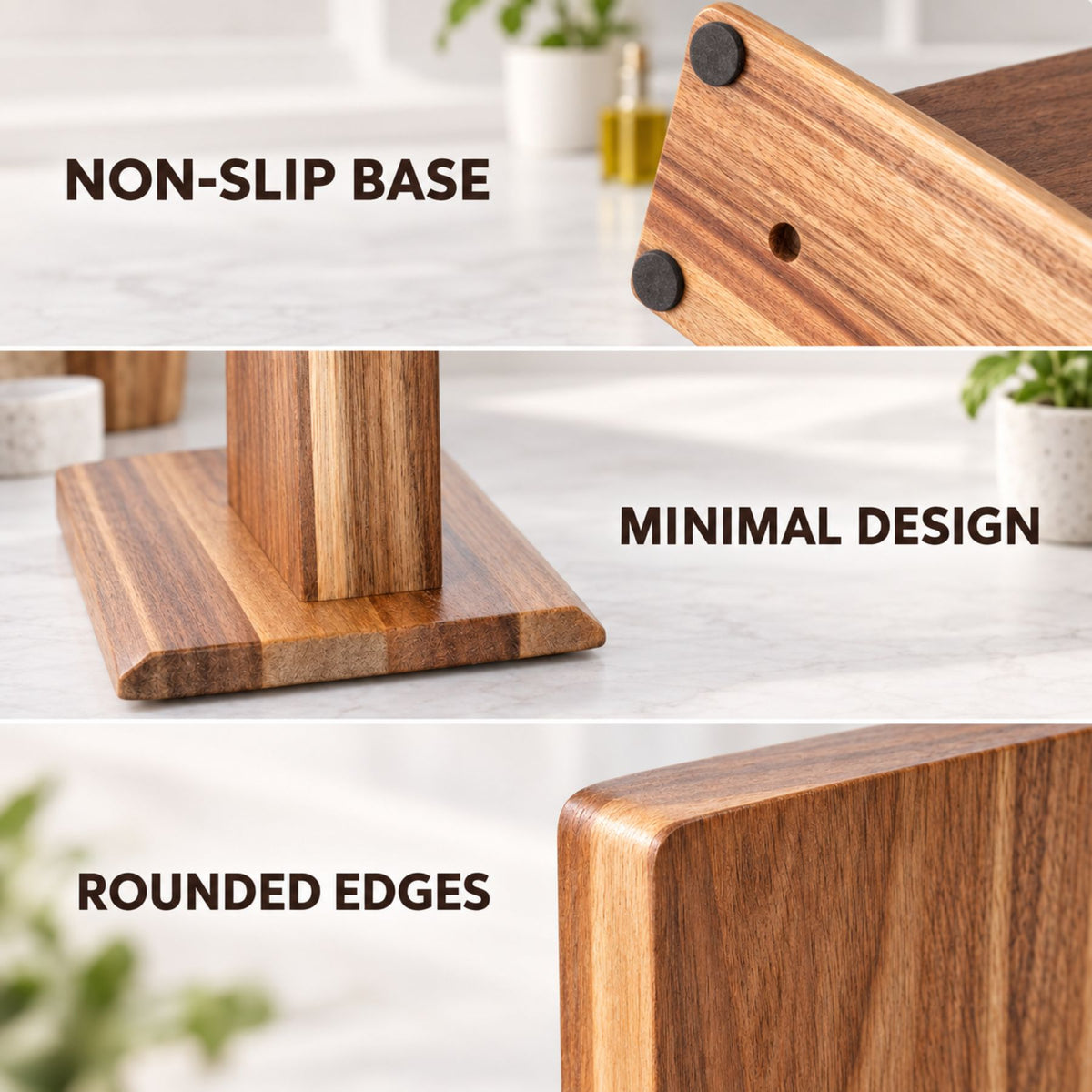 Acacia Wood Magnetic Knife Holder – Double-Sided Countertop Knife Block