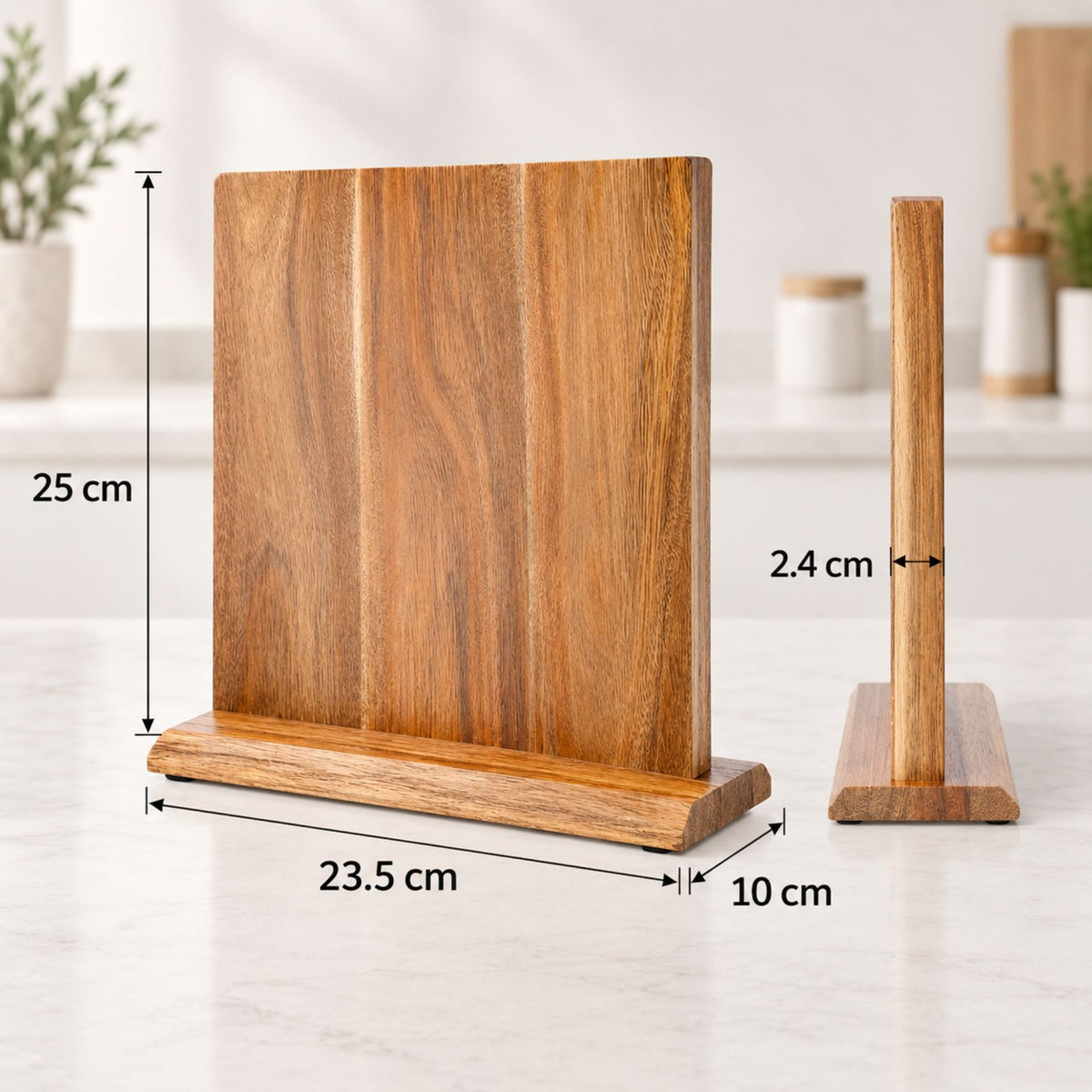 Acacia Wood Magnetic Knife Holder – Double-Sided Countertop Knife Block