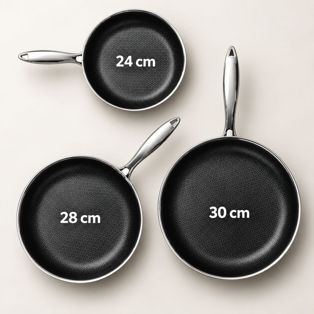 PFAS- and PTFE-Free Hybrid Stainless Steel Non-Stick Frying Pan – 24 cm, 28 cm or 30 cm