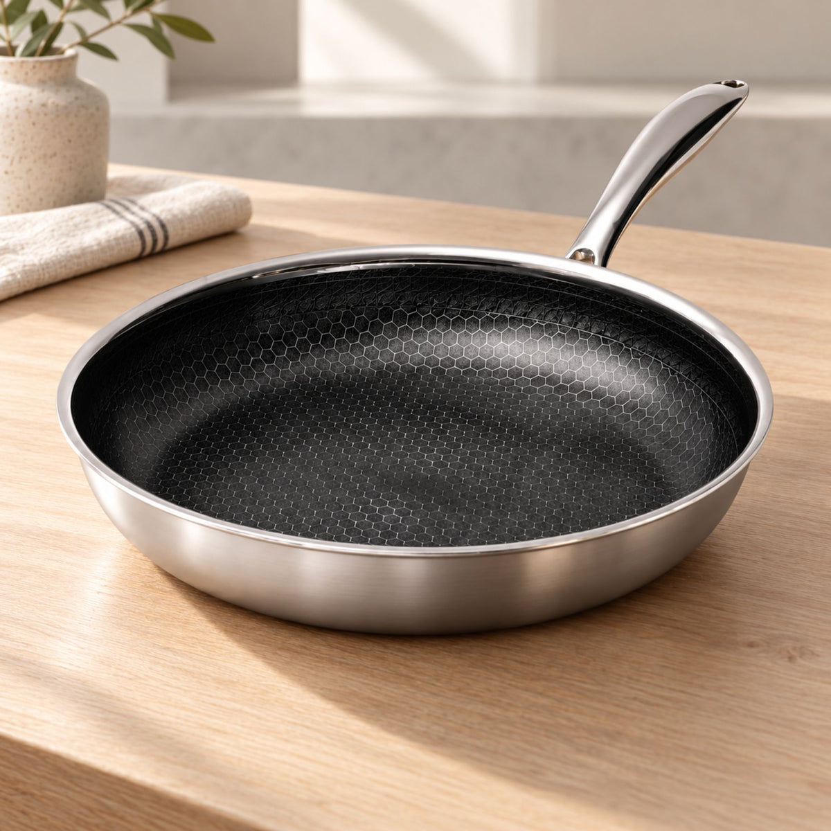 PFAS- and PTFE-Free Hybrid Stainless Steel Non-Stick Frying Pan – 24 cm, 28 cm or 30 cm