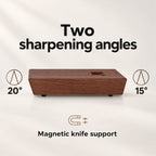 Magnetic rolling knife sharpener with 15° and 20° angle guide